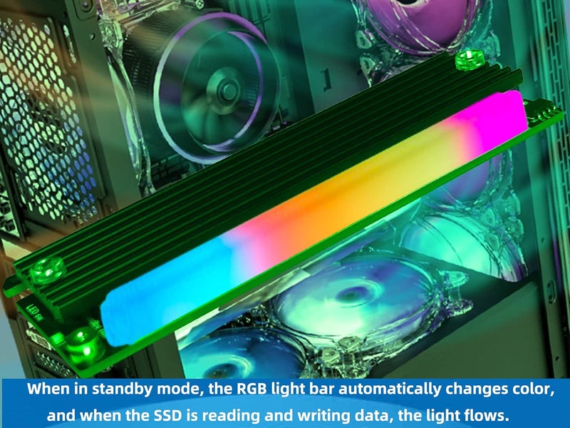 Bejavr بطاقة توسيع SSD مع محول M.2 PCIe NVMe مزودة بشريط ضوء RGB وحل مبرد من الألمنيوم، تدعم فتحات PCI-Express 3.0/4.0/5.0/X4/X8/X16. - Image 2